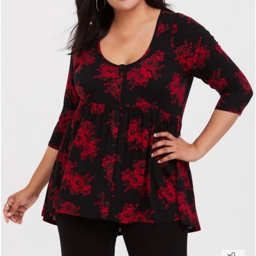 ‼️SALE‼️Babydoll Super Soft Button-Front 3/4 Sleeve Top size 5